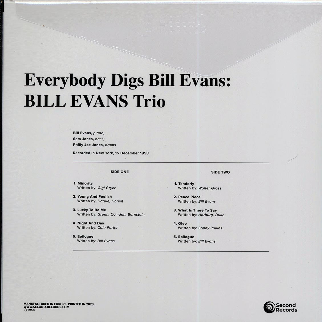 Bill Evans - Everybody Digs Bill Evans (180g) (clear vinyl)