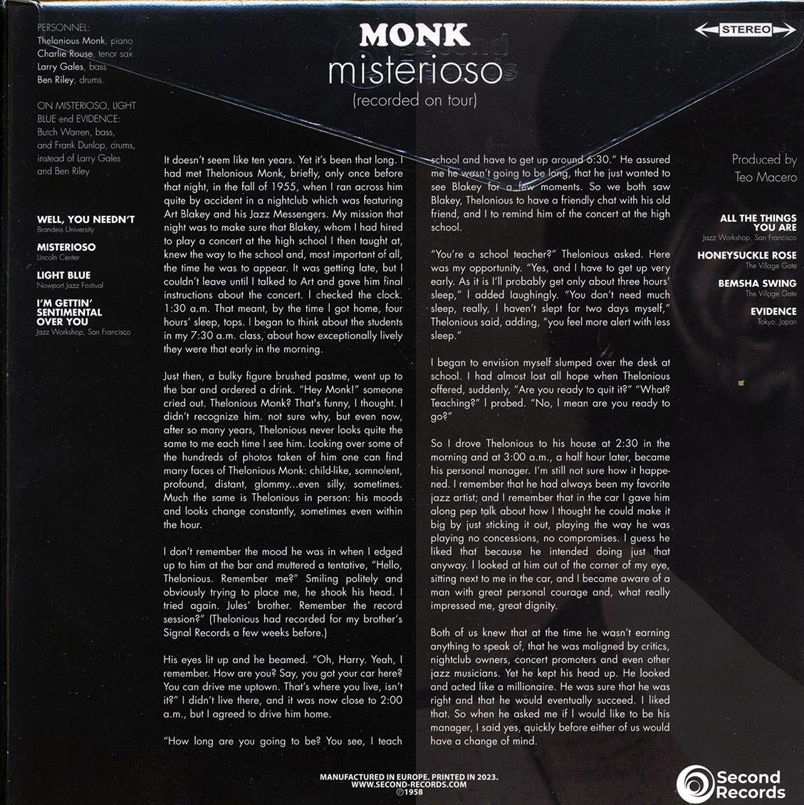 Thelonious Monk Quartet - Misterioso (180g) (red vinyl)
