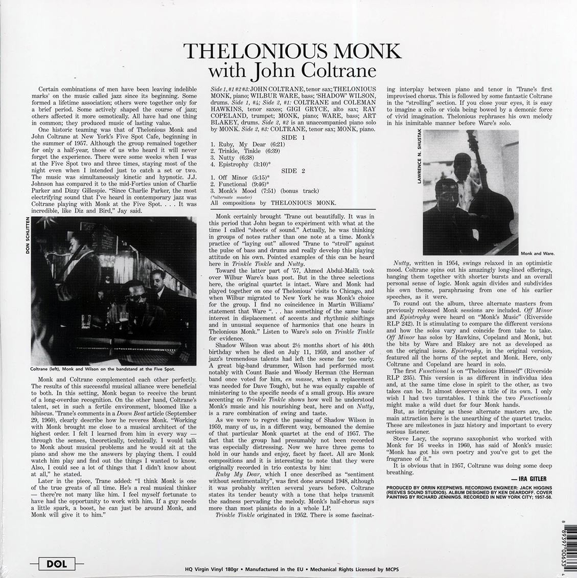 Thelonious Monk, John Coltrane - Thelonious Monk With John Coltrane (180g) (opaque oxblood vinyl)