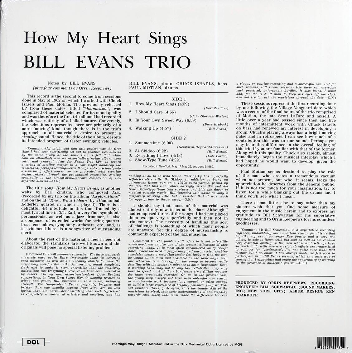 Bill Evans Trio - How My Heart Sings! (180g)