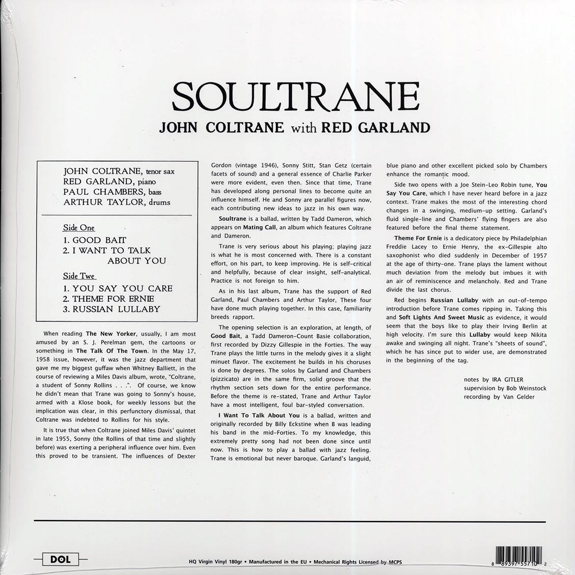 John Coltrane, Red Garland - Soultrane (180g)