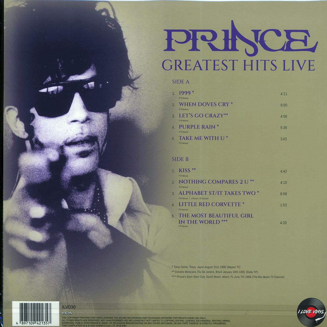 Prince - Greatest Hits Live: Tokyo Dome, Estadio Maracana Rio De Janeiro, Glam Slam Club Miami (180g)