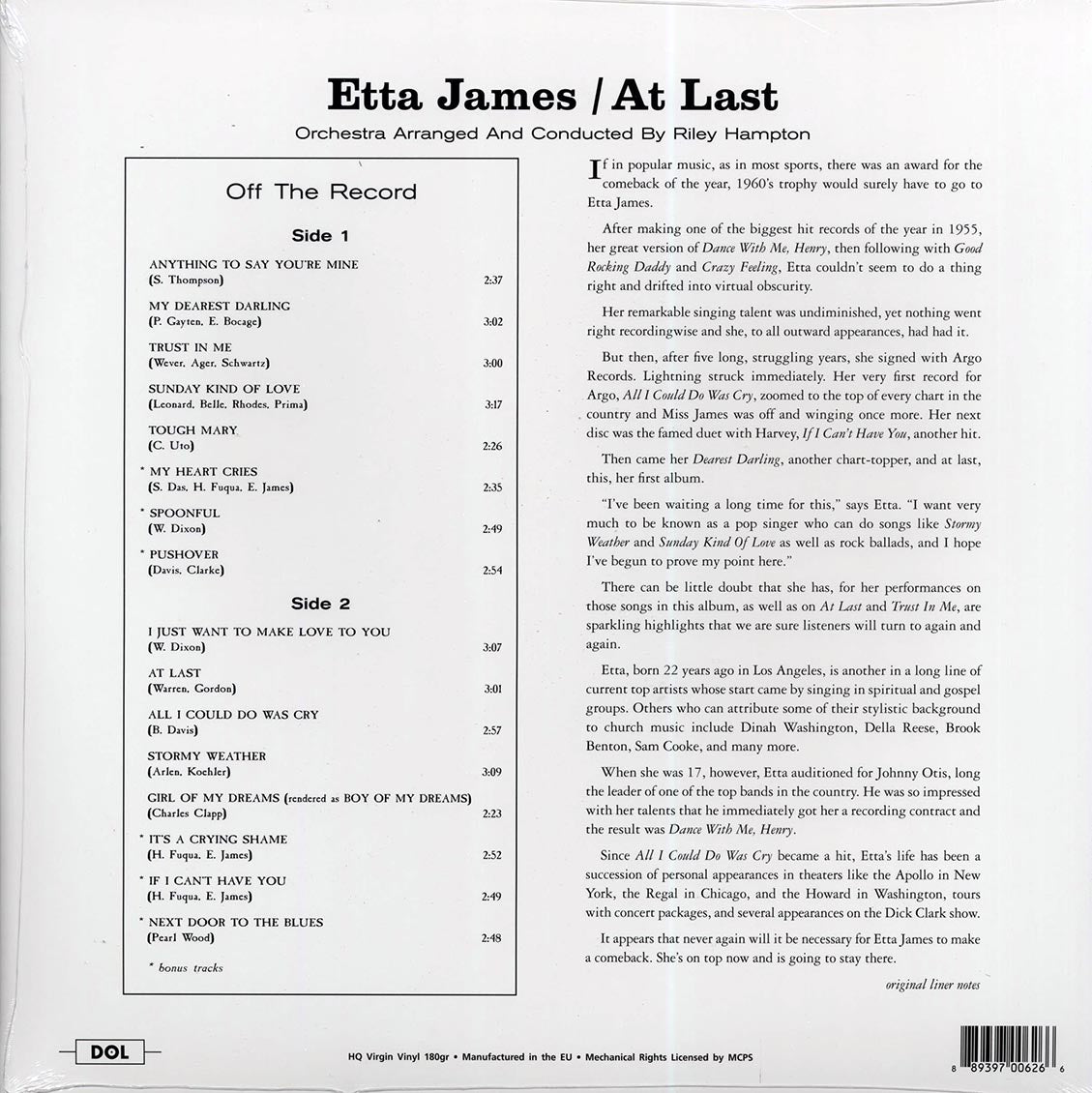 Etta James - At Last! (180g) (orange vinyl)