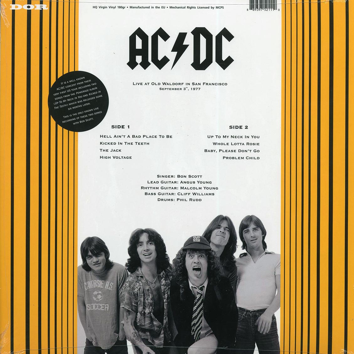 AC/DC - Live At Old Waldorf In San Francisco, September 3rd, 1977 (180g) (red vinyl)