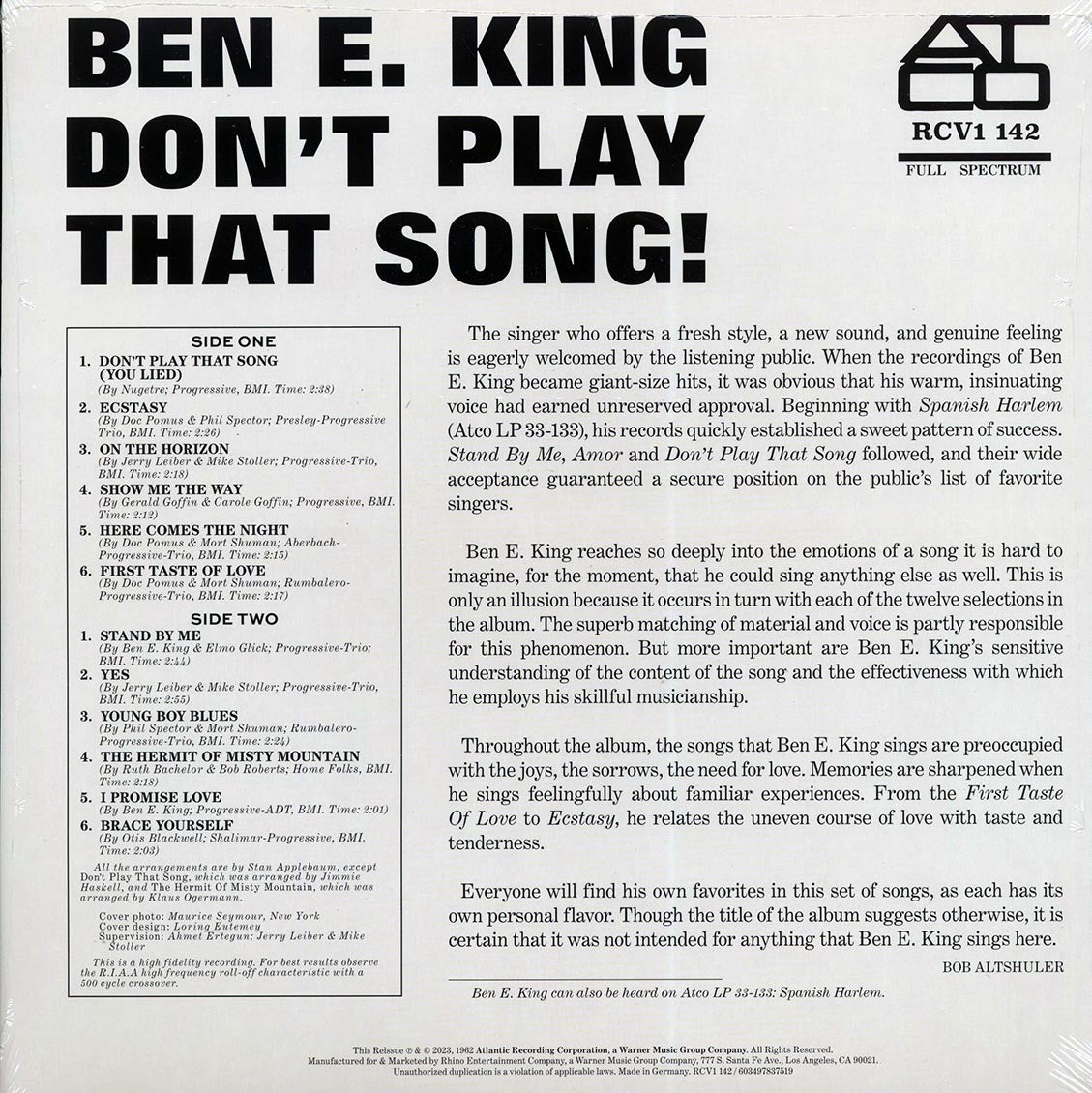 Ben E King - Don't Play That Song (mono) (ltd. ed.) (clear vinyl)