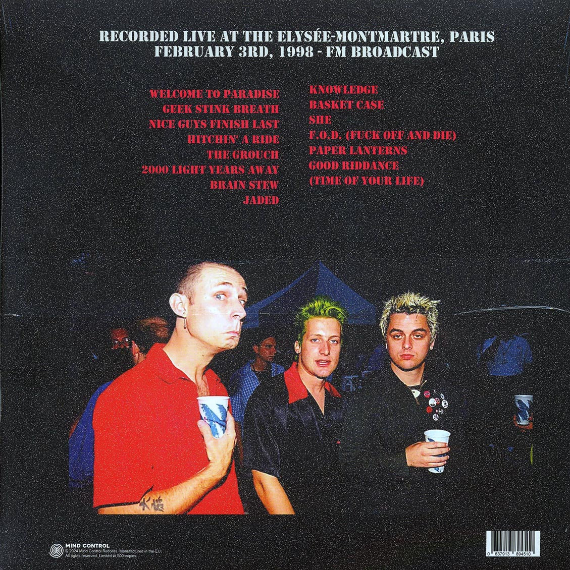 Green Day - Aux Champs Elysees: Live At The Elysee-Montmartre, Paris, February 3rd, 1998