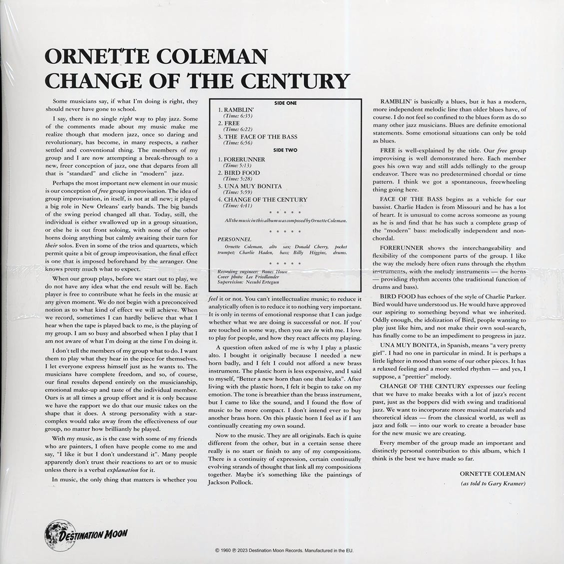 Ornette Coleman - Change Of The Century (ltd. 500 copies made) (clear vinyl)