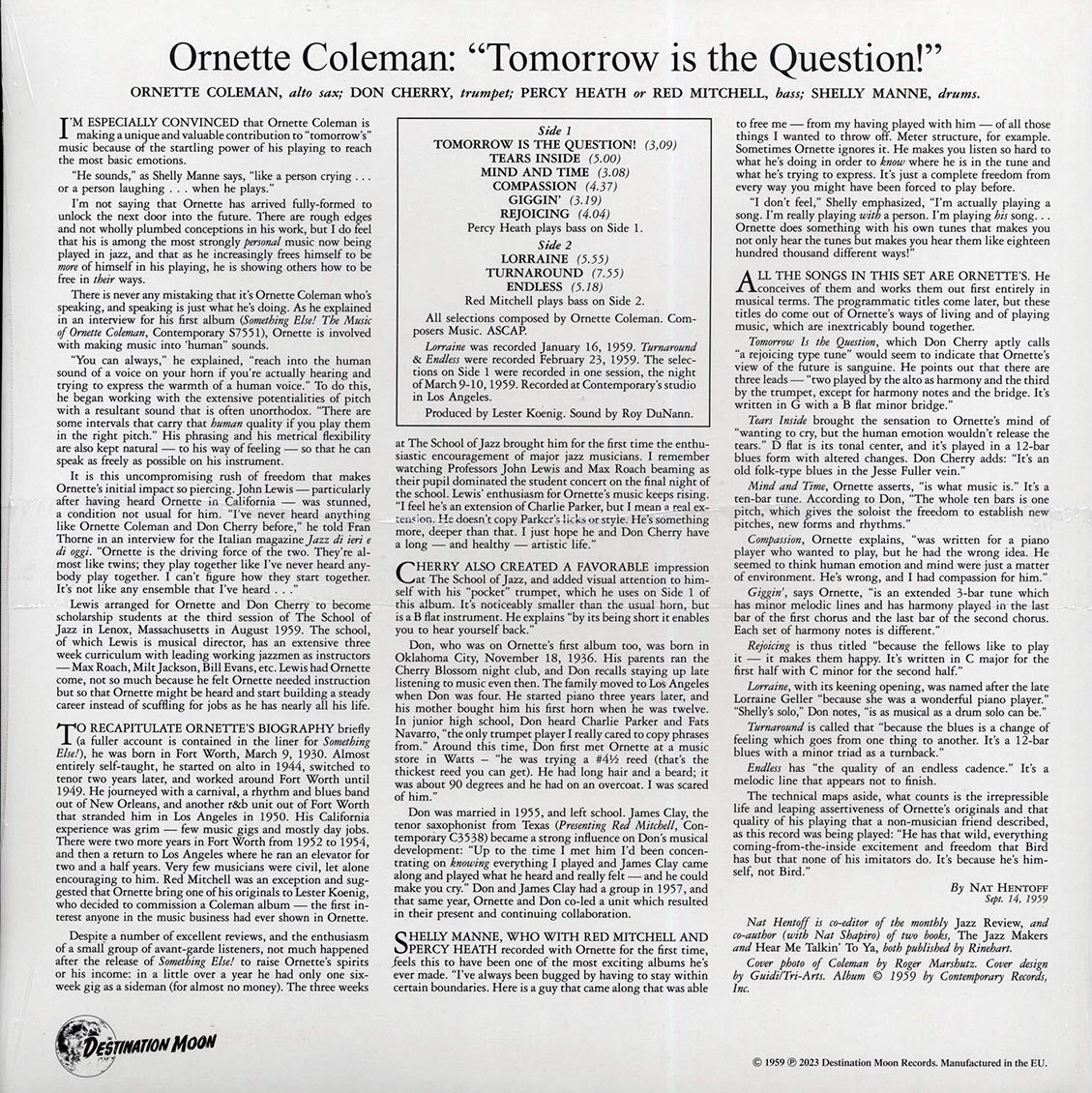 Ornette Coleman - Tomorrow Is The Question (ltd. 500 copies made) (clear vinyl)