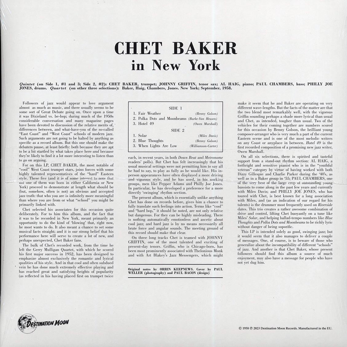 Chet Baker - In New York (ltd. 500 copies made) (clear vinyl)