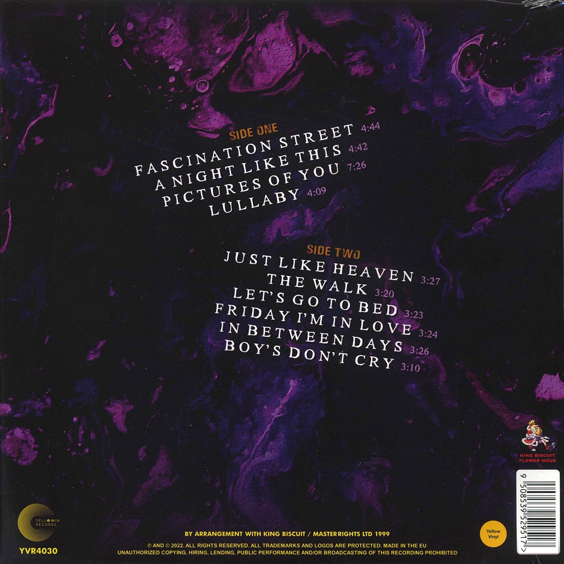 The Cure - Live Lullabies And Other Bedtime Stories: King Biscuit Flower Hour, Praca Da Apoteose, Rio De Janeiro, Jan. 26 1996 (yellow vinyl)