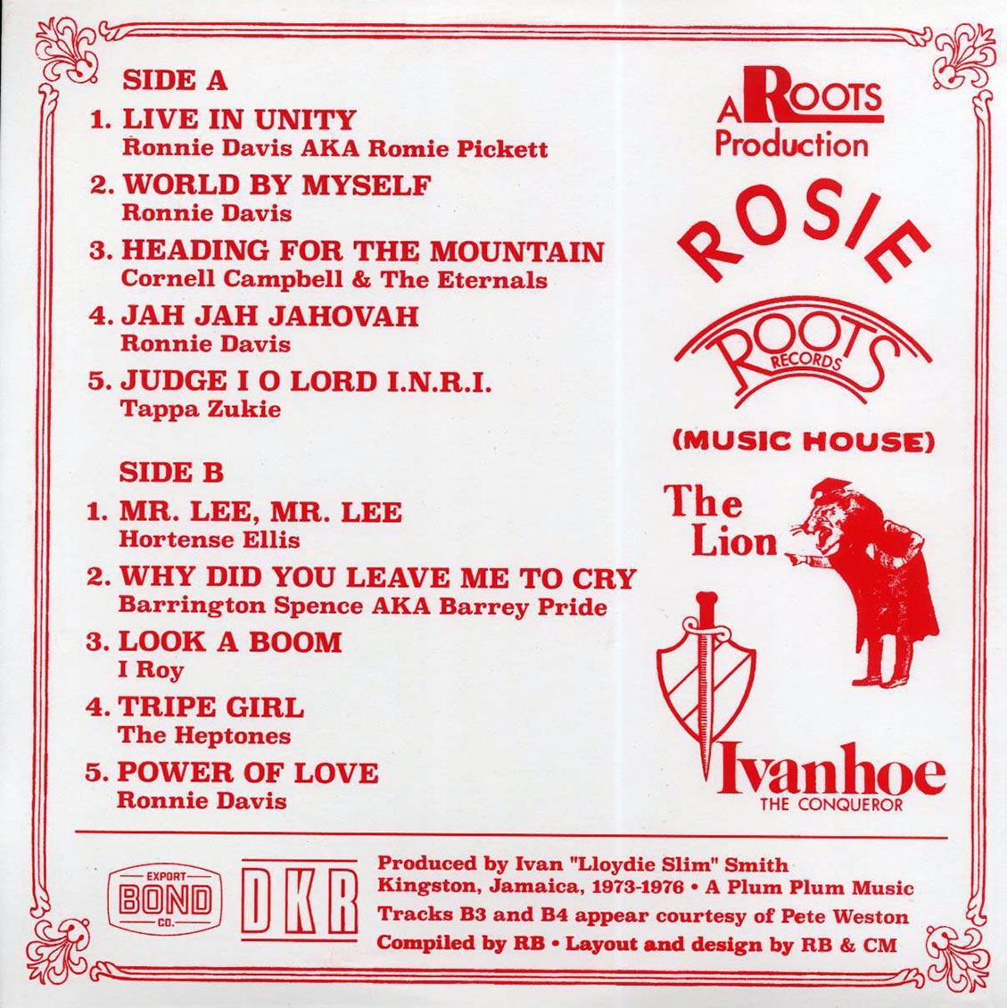 Ronnie Davis, Cornell Campbell, The Heptones, I Roy, Etc. - Roots From The Record Smith: Lloydie Slim Productions 1973-1976 (ltd. ed.) (silkscreen)
