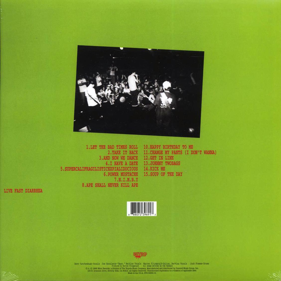 The Vandals - Live Fast Diarrhea (green vinyl)