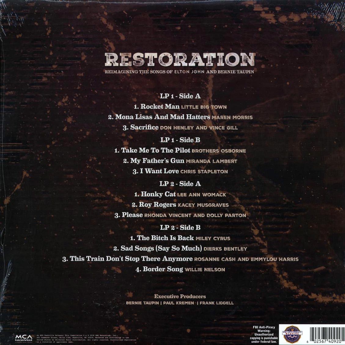 Miley Cyrus, Dollie Parton, Willie Neslon, Little Big Town, Chris Stapleton, Etc. - Restoration: Reimaging The Songs Of Elton John And Bernie Taupin (2xLP)
