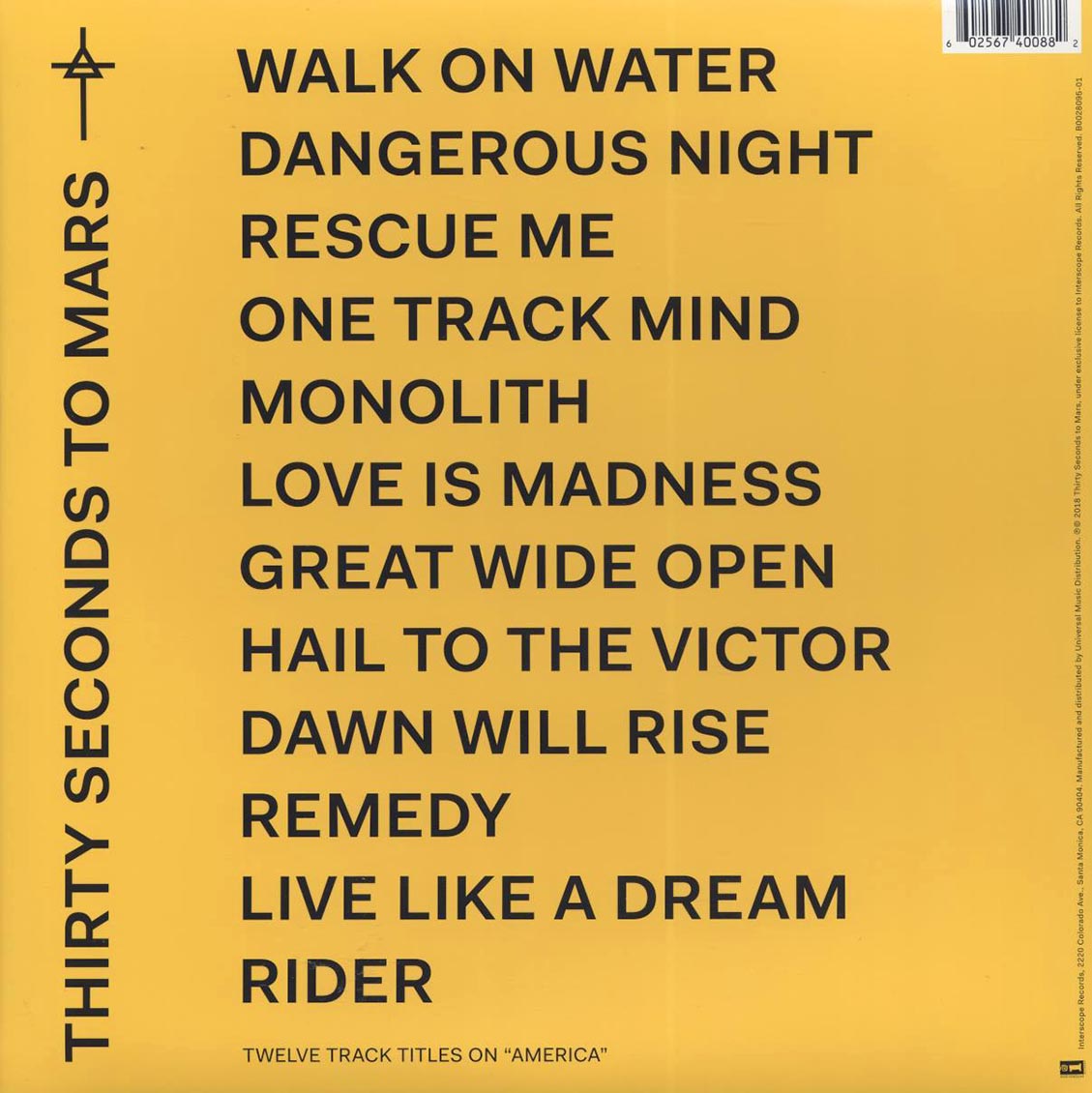 Thirty Seconds To Mars - America (2018 PRESS) (180g) (white vinyl)