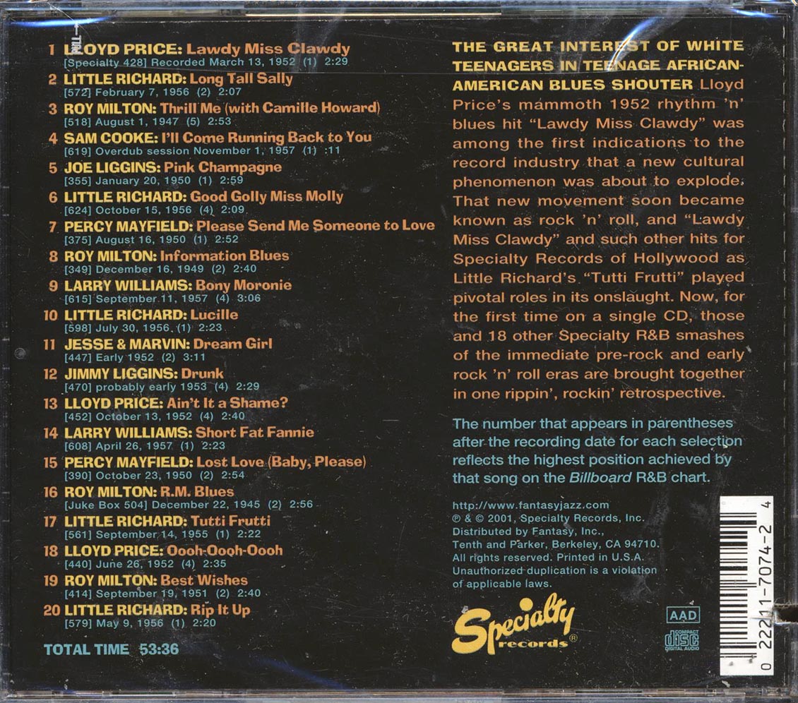 Sam Cooke, Little Richard, Roy Milton, Etc. - Specialty Records Greatest Hits (20 tracks) (marked/ltd stock)