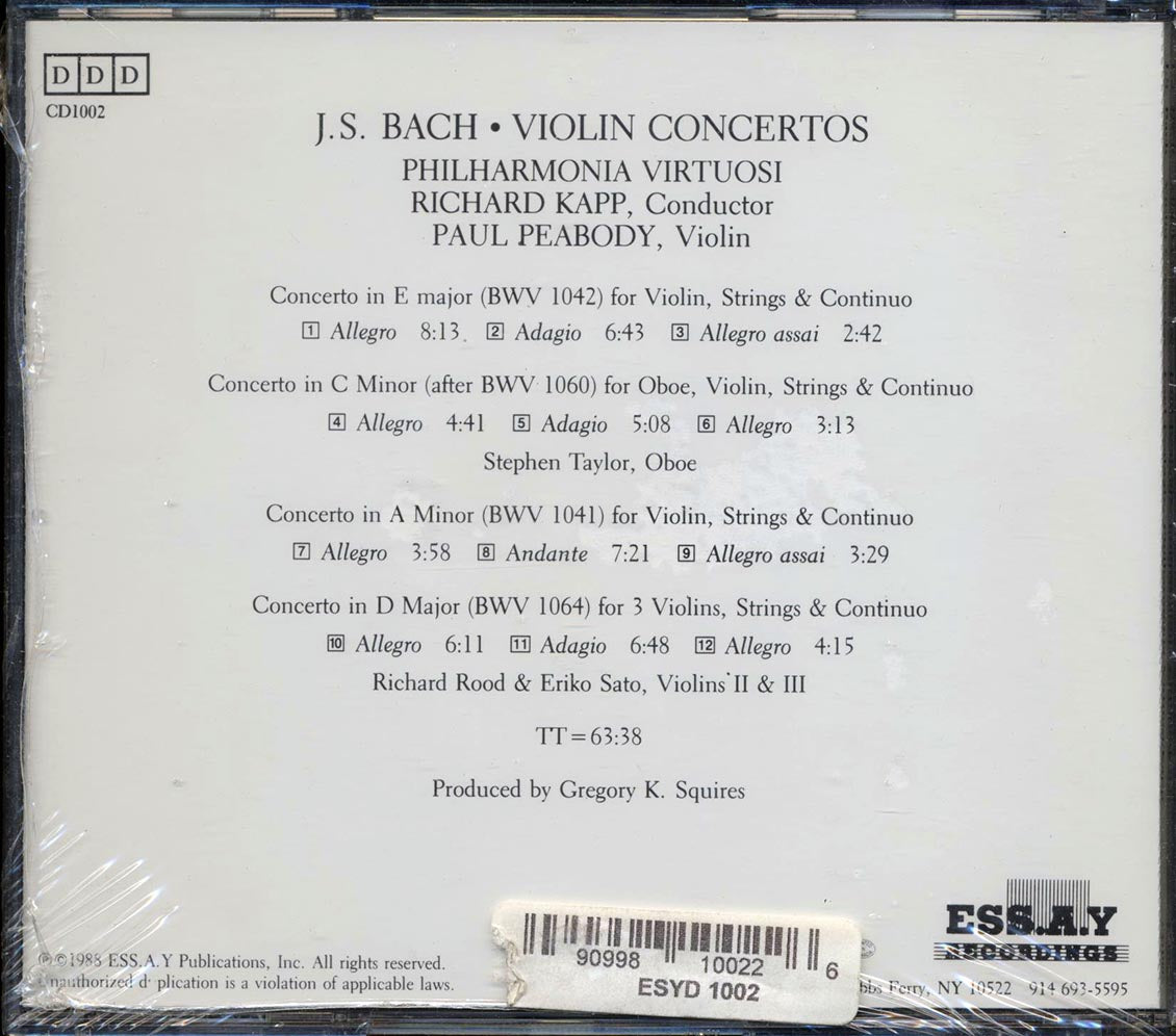 Johann Sebastian Bach, Violin Concertos - Philharmonia Virtuosi