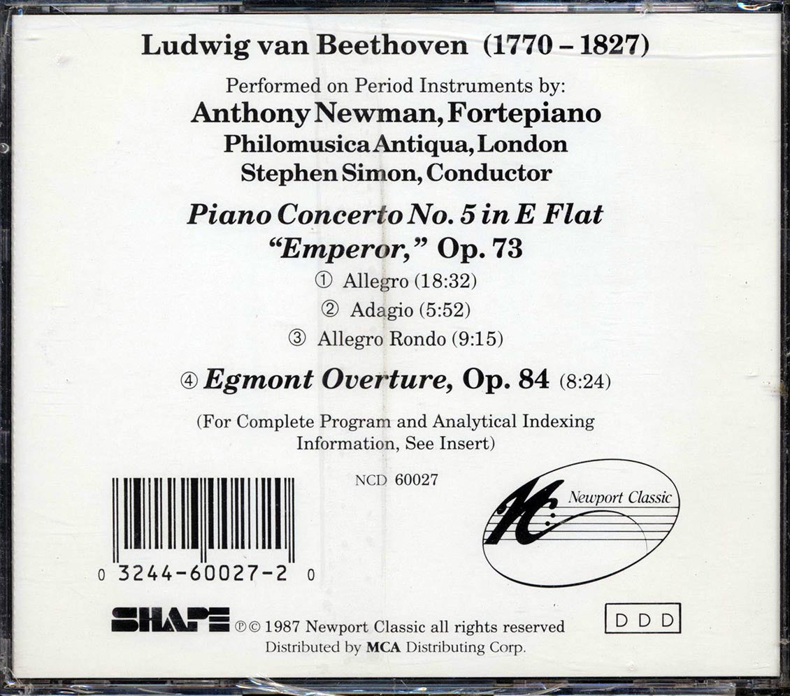 Beethoven, Anthony Newman - Piano Concerto No. 5 In E Flat, Emperor, Op. 72, Egmont Overature, Op. 84