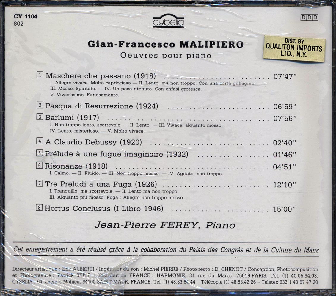 Gian-Francesco Malipiero - Oeuvres Pour Piano