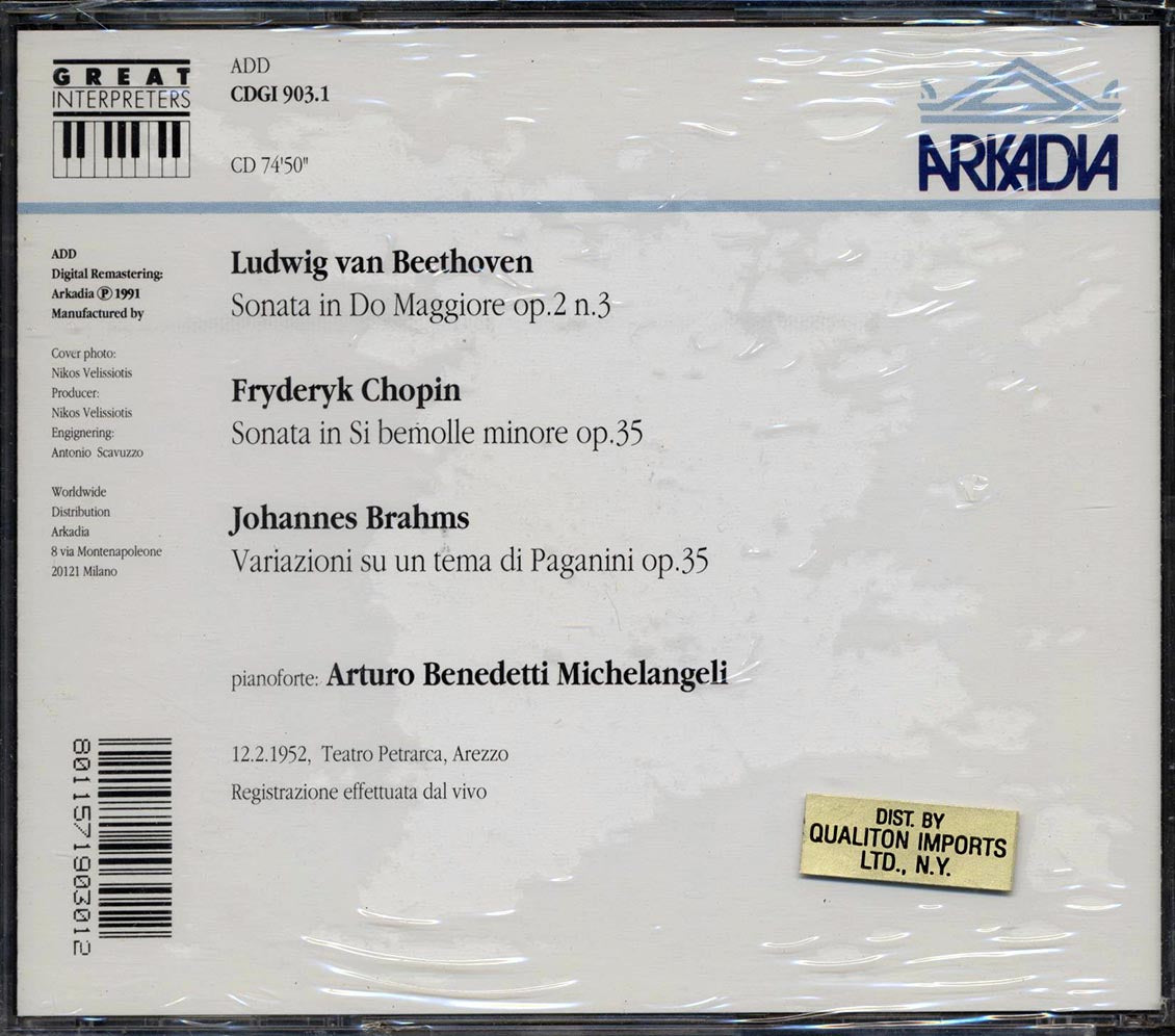 Arturo Benedetti, Michelangeli, Beethoven, Chopin, Brahms - Arezzo 1952