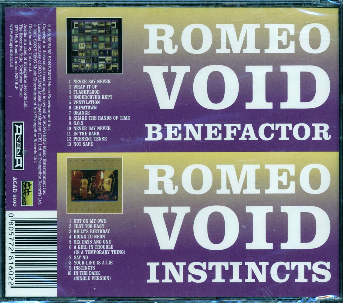 Romeo Void - Benefactor + Instincts (2 albums on 1 CD) (23 tracks)