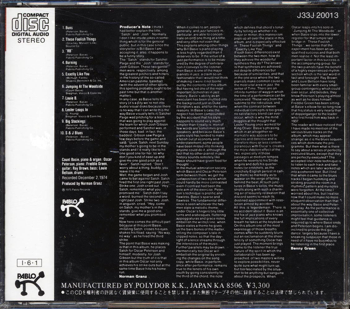 Oscar Peterson, Count Bassie - Satch & Josh (Japan)