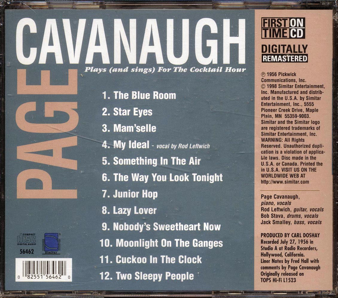 Page Cavanaugh - Plays And Sings For The Cocktail Hour