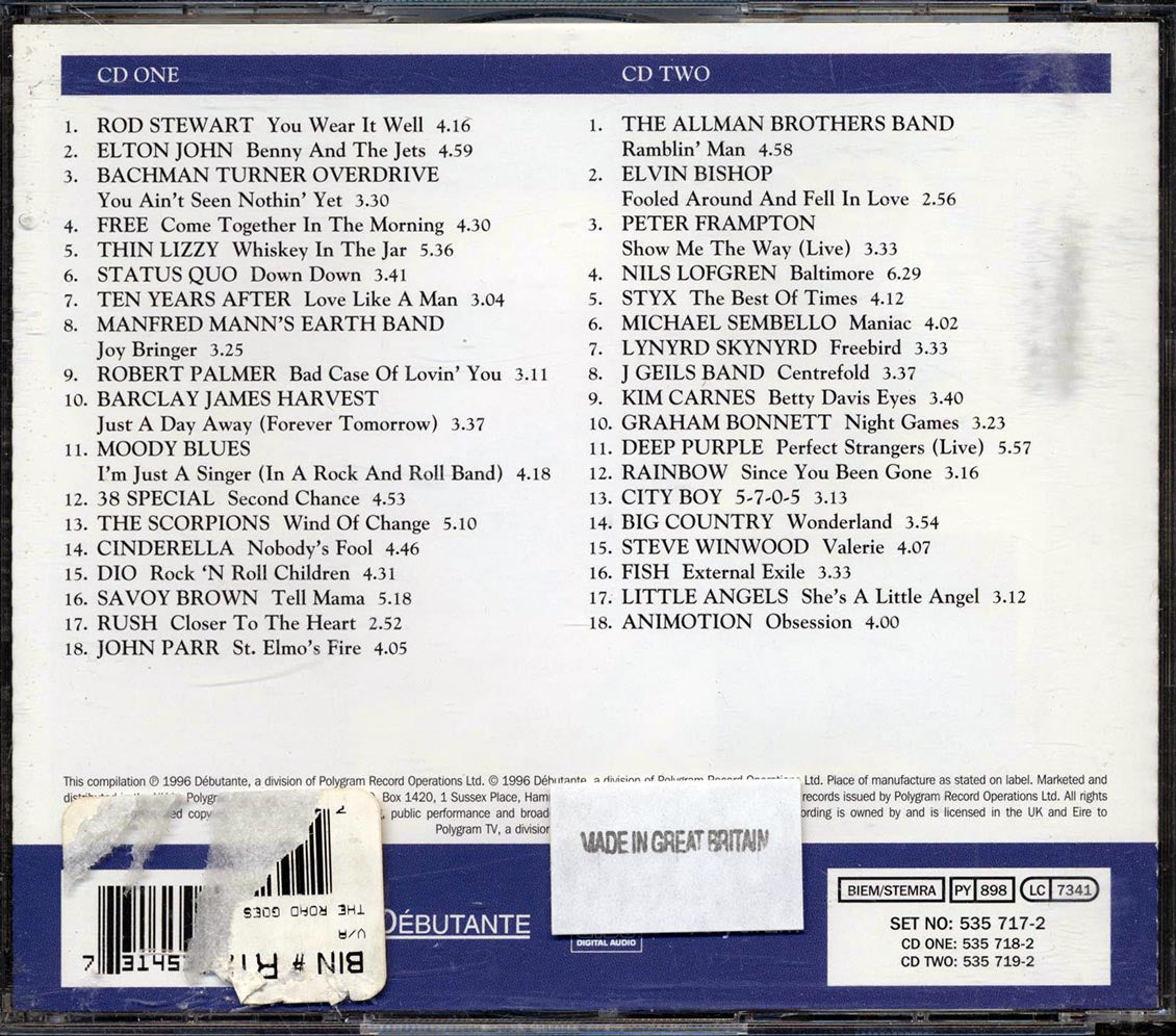 Lynyrd Skynyrd, Rush, Peter Frampton, Styx, Etc. - And The Road Goes On Forever: 36 Hard Rock Classics Volume 1 (36 tracks) (2xCD)