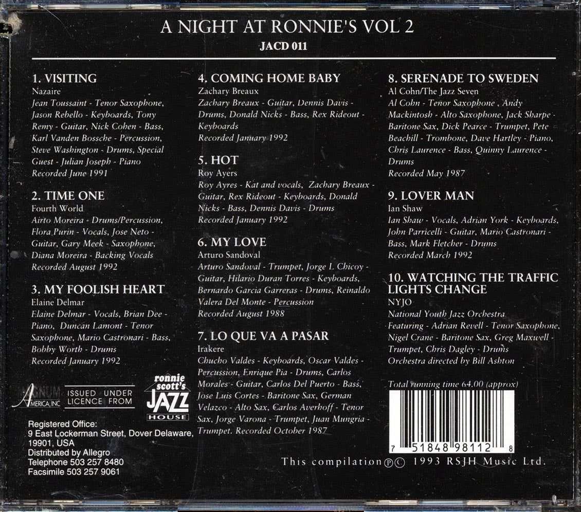 Arturo Sandoval, Fourth World, Roy Ayers, Etc. - A Night At Ronnie's Volume 2