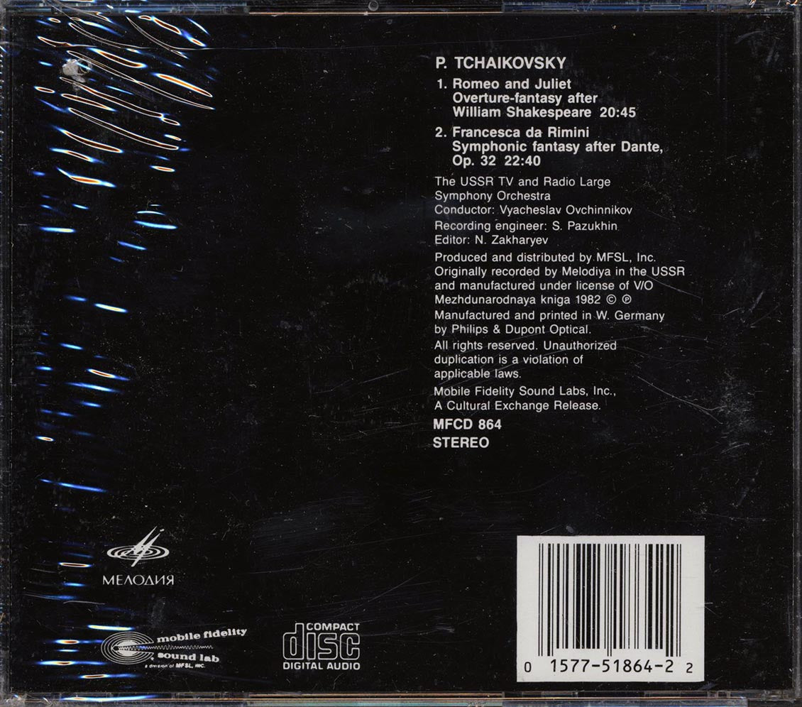 Tchaikovsky, Vyacheslav Ovchinnikov, The USSR TV And Radio Large Symphony Orchestra - Romeo And Juliet, Francesca Da Rimini