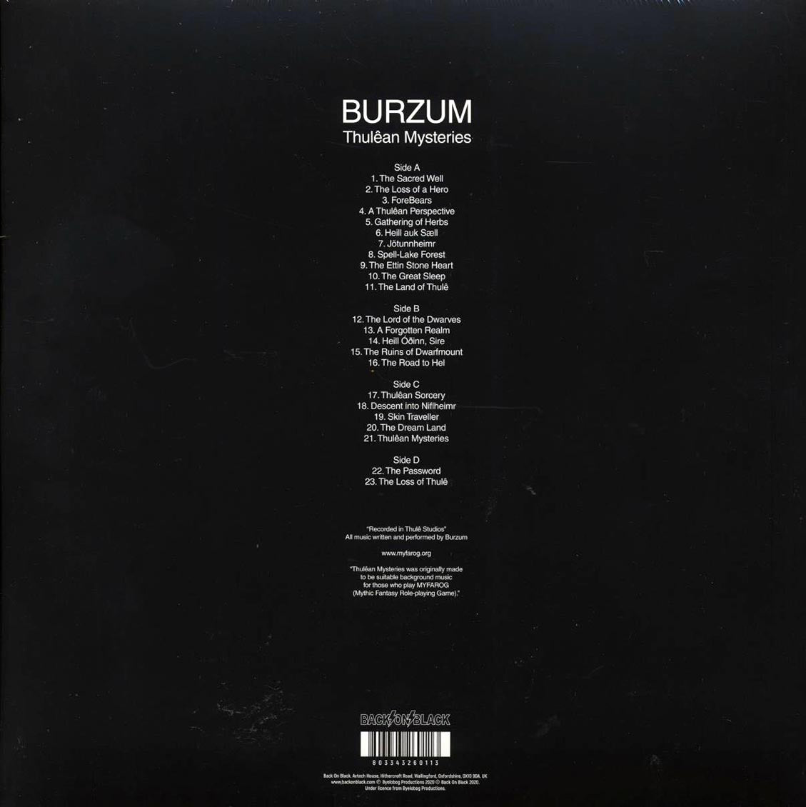 Burzum - Thulean Mysteries (ltd. ed.) (2xLP) (clear vinyl)
