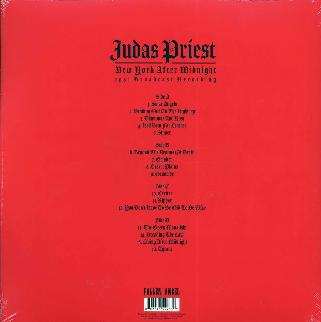 Judas Priest - New York After Midnight: 1981 Broadcast Recording (ltd. ed.) (2xLP) (red vinyl)