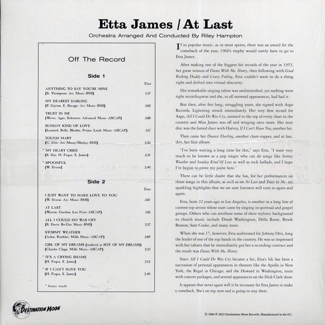 Etta James - At Last! (ltd. 500 copies made) (clear vinyl)
