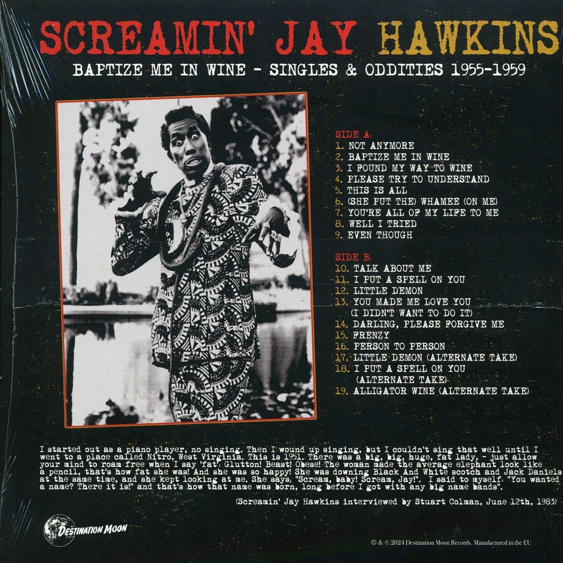Screamin' Jay Hawkins - Baptize Me In Wine: Singles & Oddities 1955-1959 (ltd. 500 copies made) (clear vinyl)