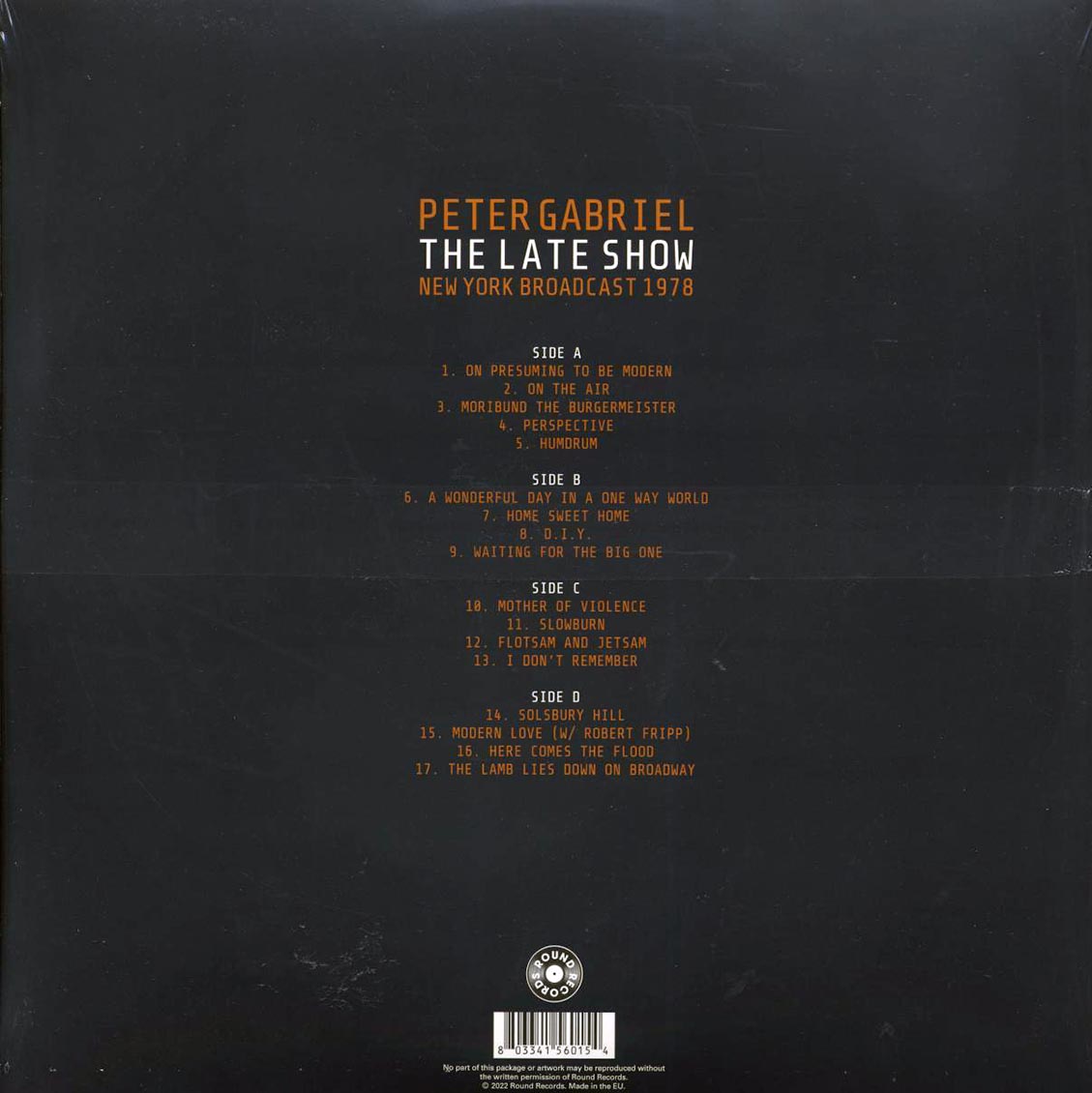 Peter Gabriel - The Late Show: New York Broadcast 1978 (2xLP)