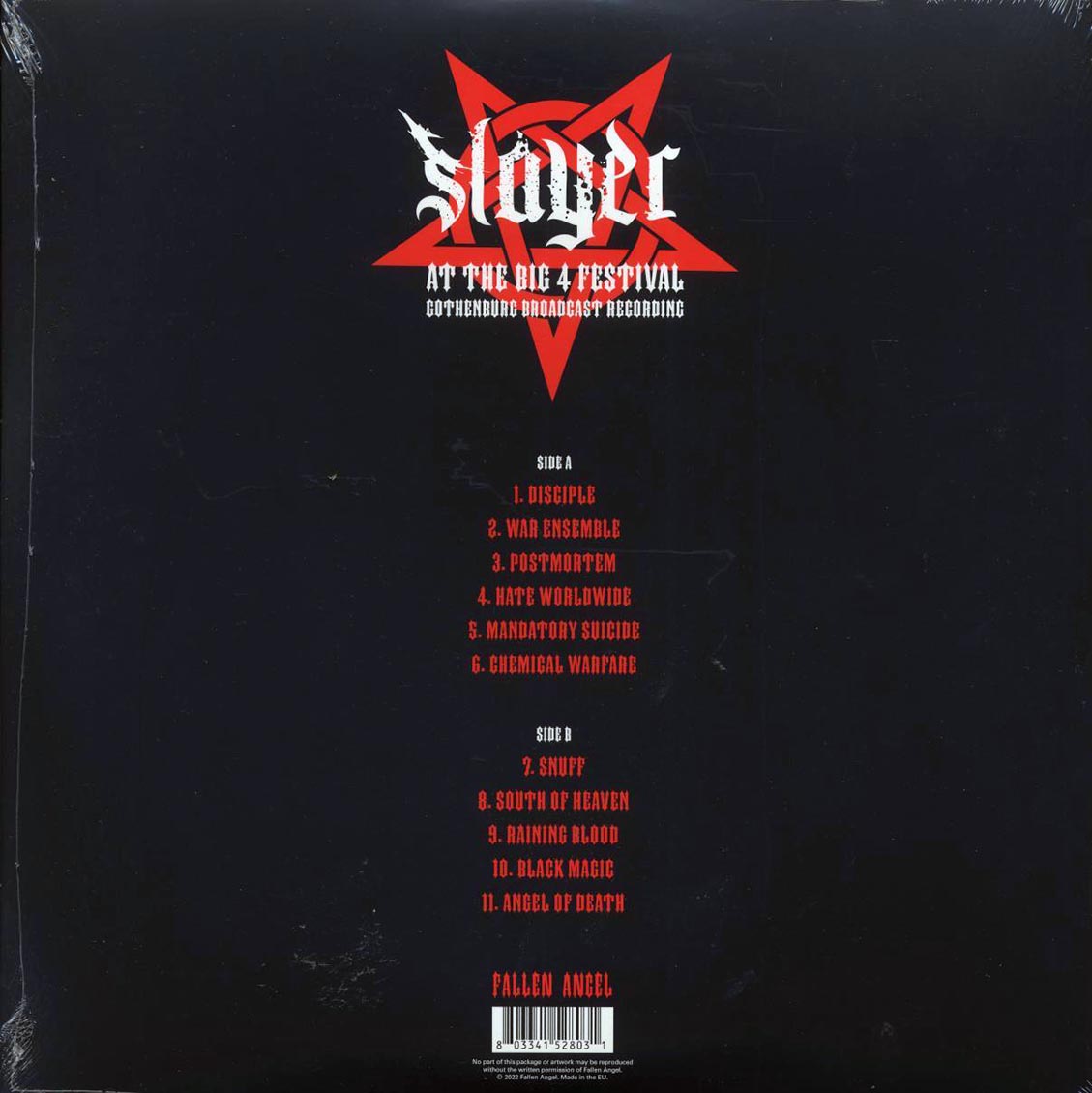 Slayer - At The Big 4 Festival: Gothenburg Broadcast Recording (ltd. ed.) (clear/red splatter vinyl)