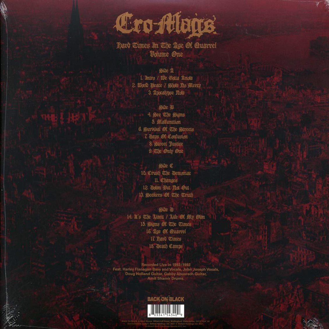 Cro-Mags - Hard Times In The Age Of Quarrel Volume 1 (2xLP)