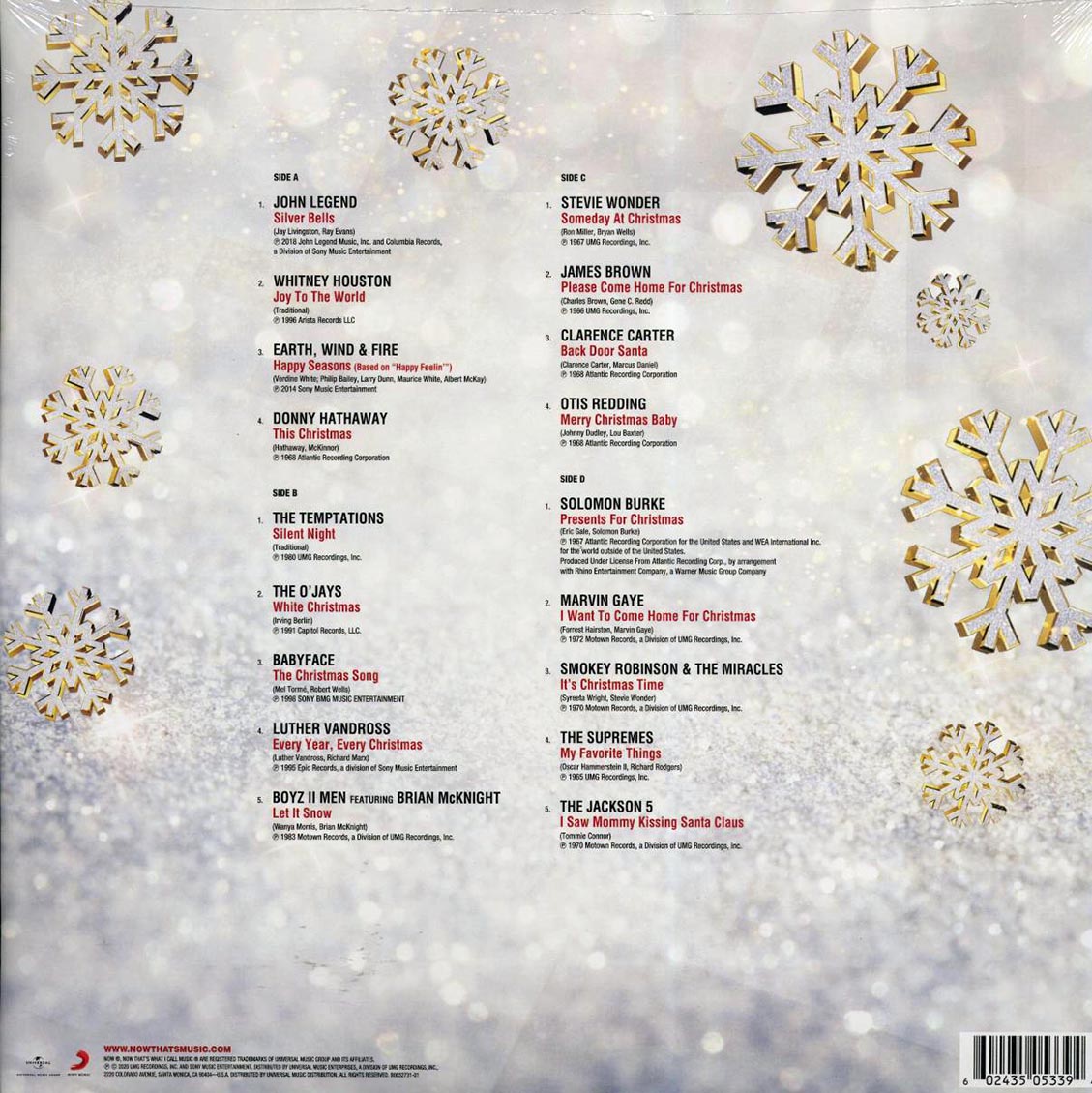 John Legend, Whitney Houston, Marvin Gaye, The Jackson 5, Etc. - Now That's What I Call R&B Christmas! (2xLP)