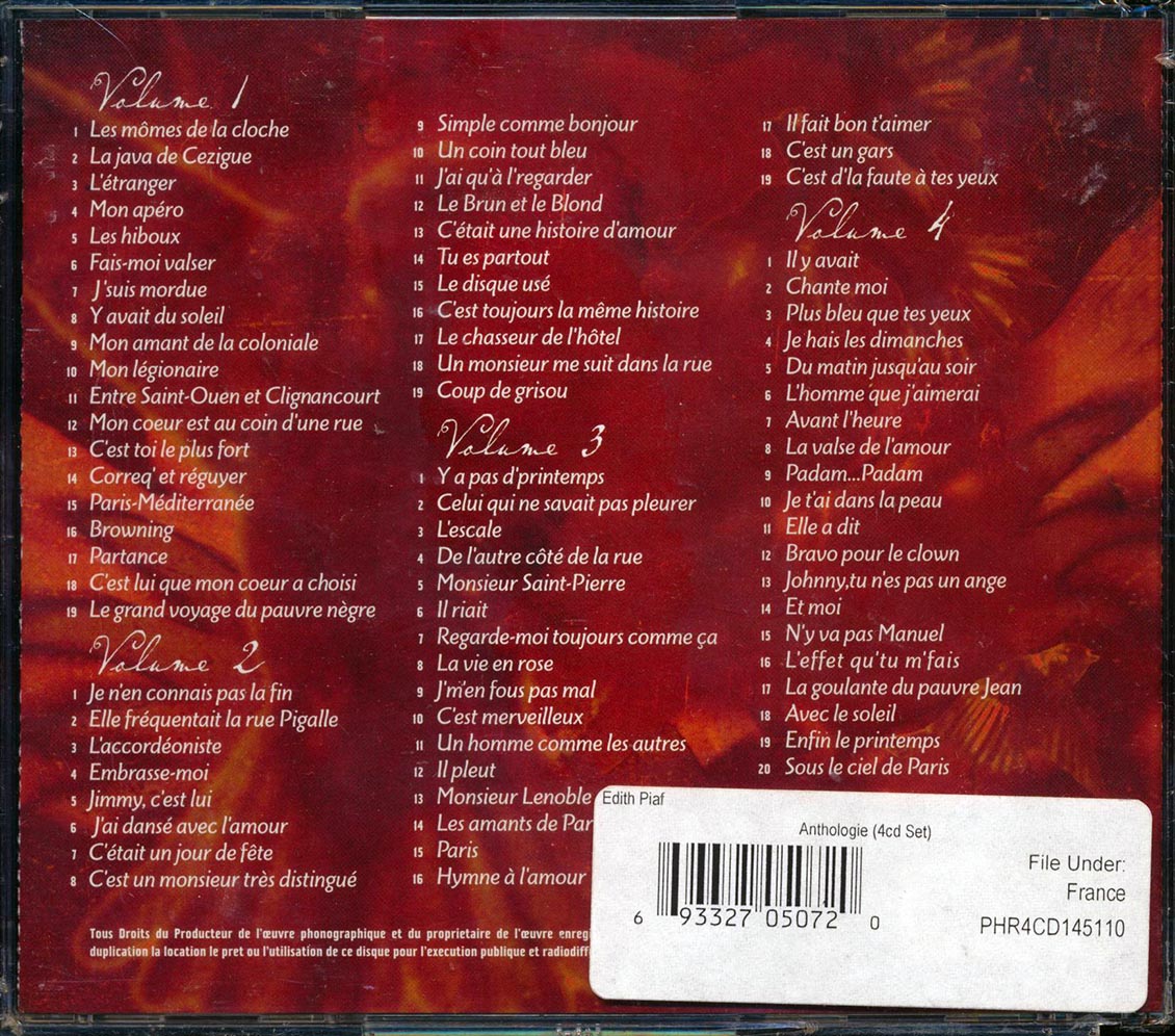 Edith Piaf - Anthologie (77 tracks) (4xCD)