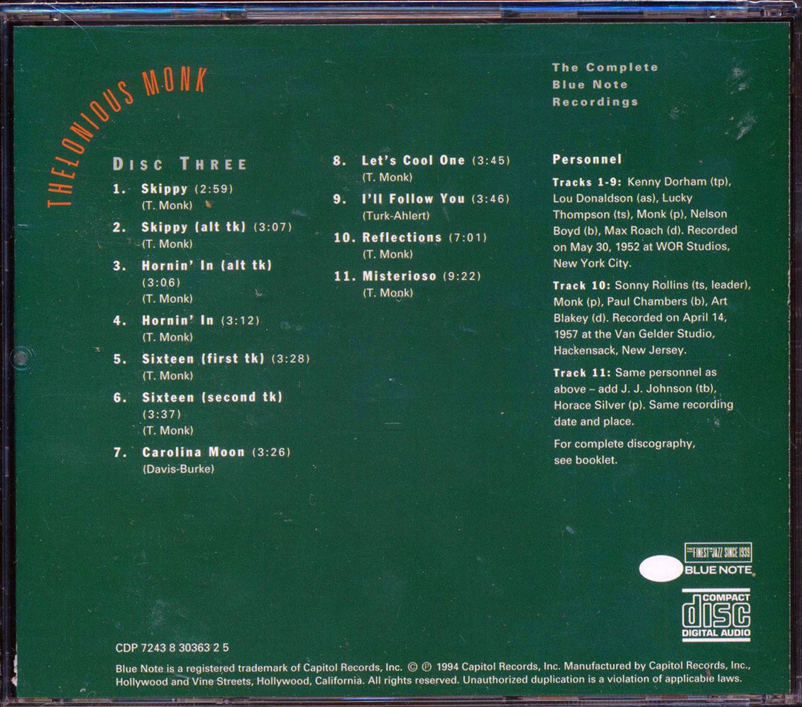 Thelonious Monk - The Complete Blue Note Recordings Part 3