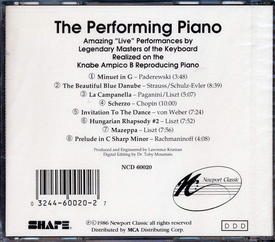 Ignace Jan Paderewski, Josef Lhevinne, Sergei Rachmaninoff, Etc. - The Performing Piano: Amazing Live Performaces By Legendary Masters