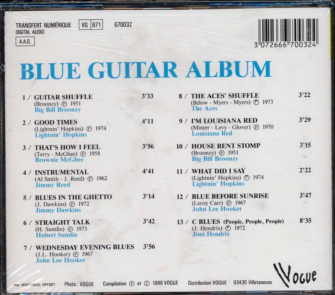Big Bill Broonzy, Lightnin' Hopkins, John Lee Hooker, Louisiana Red, Jimi Hendrix, Etc. - Blue Guitar Album