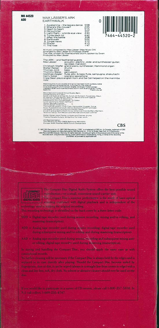 Max Lasser's Ark - Earthwalk (orig. longbox packaging)