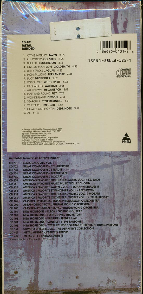 Raven, Steel, Warrior, White Spirit, Dedringer, Persian Risk, Etc. - Metal Minded: The Best Of British Metal Music (orig. longbox packaging)
