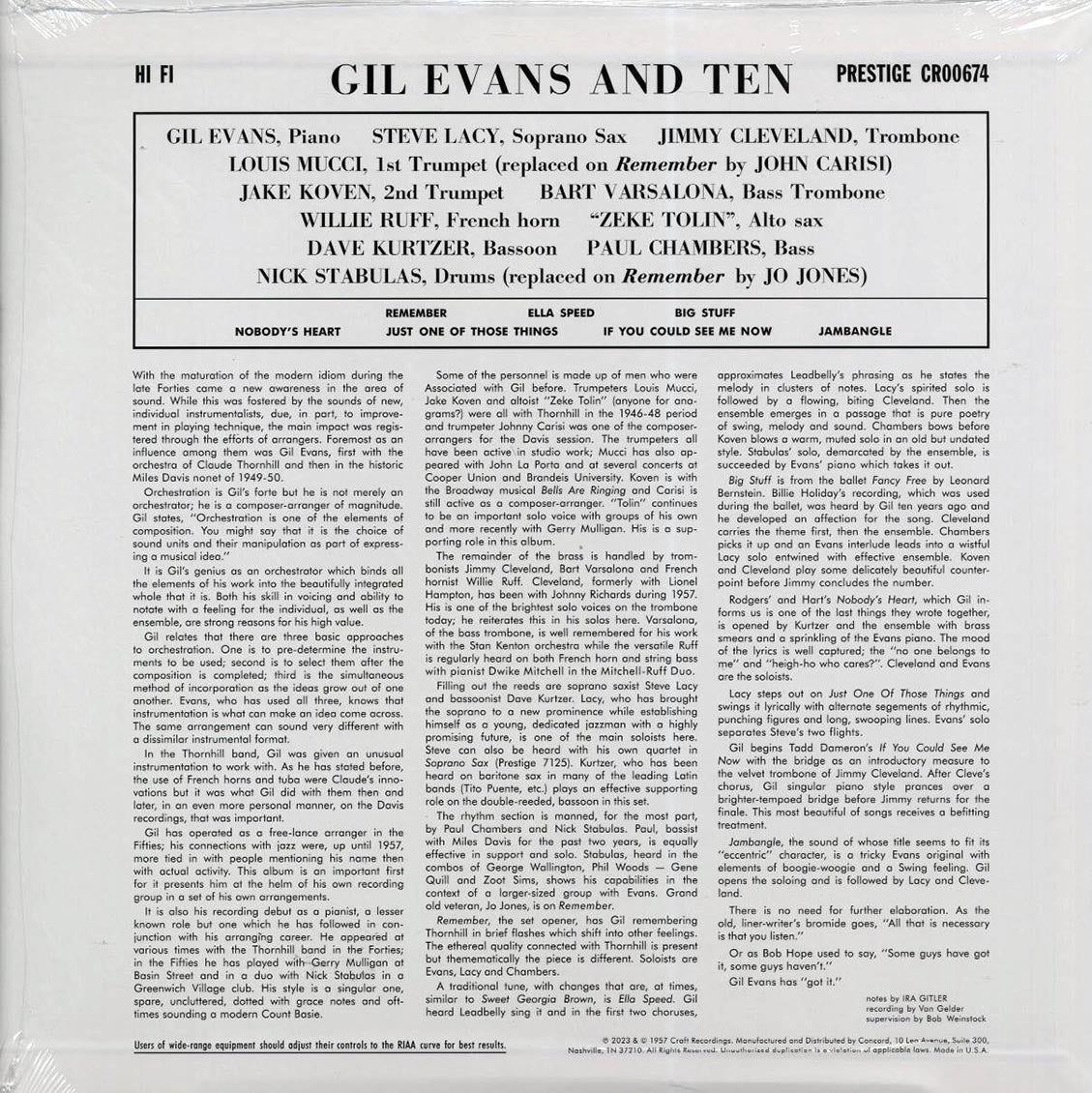 Gil Evans - Gil Evans & Ten (RSD 2023) (180g) (RTI press)