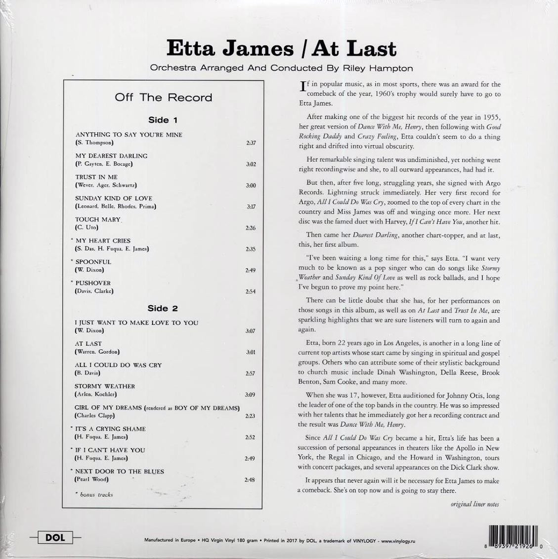 Etta James - At Last! (+6 bonus tracks) (180g)