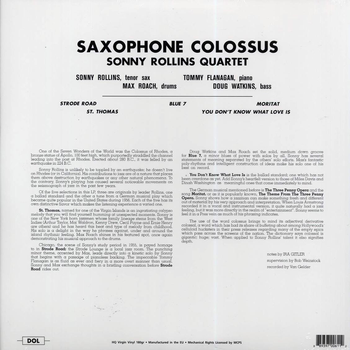 Sonny Rollins - Saxophone Colossus (180g) (blue vinyl)