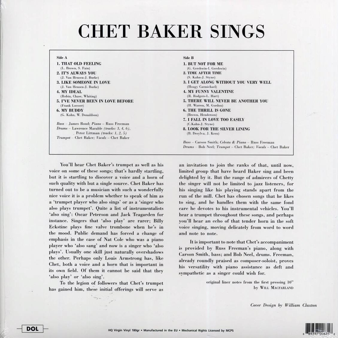 Chet Baker - Sings (180g) (blue vinyl)