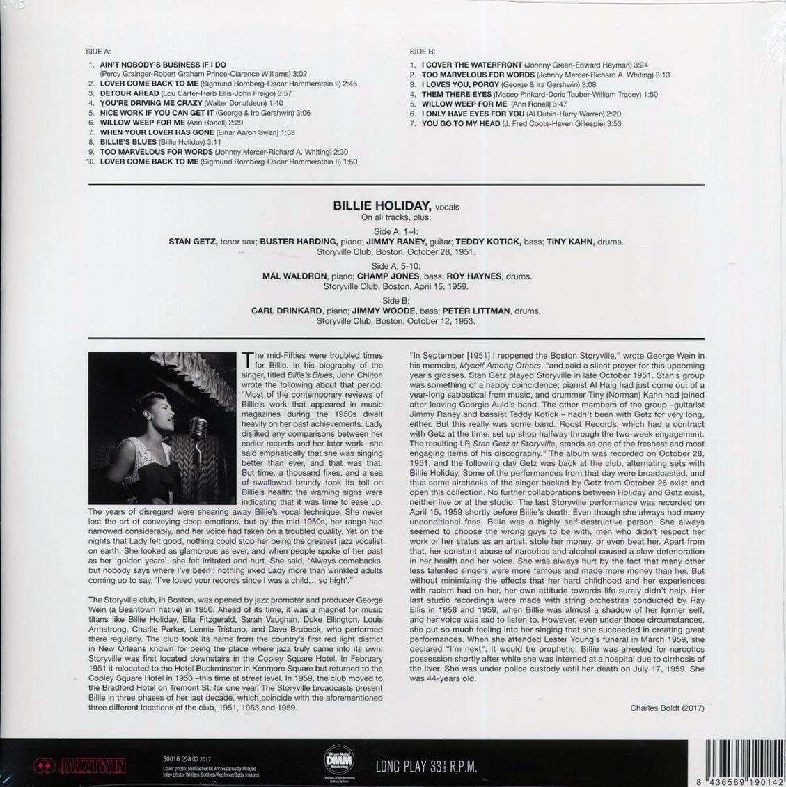 Billie Holiday - Billie Holiday At Storyville Featuring Stan Getz (ltd. ed.) (180g) (remastered)