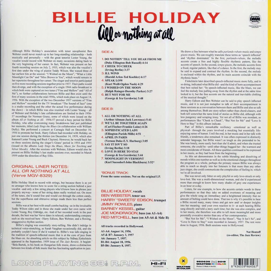 Billie Holiday - All Or Nothing At All (ltd. ed.) (180g) (yellow vinyl) (incl. book)