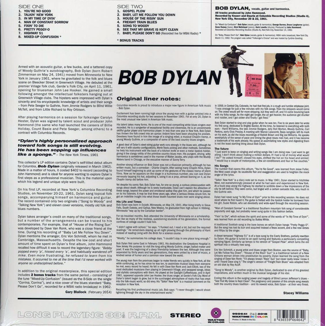 Bob Dylan - Bob Dylan (+2 bonus tracks) (ltd. ed.) (180g) (purple vinyl)